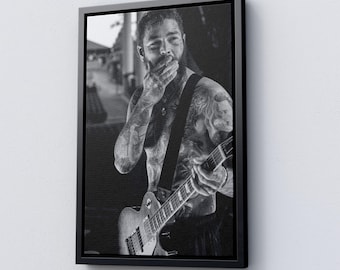 Impresión de póster de Post Malone: Retrato de leyenda de la música, motivación mural, arte de pared enmarcado
