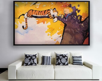 Calvin and Hobbes Poster: Famous American Cartoon, Kids Room Decor.