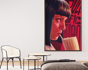 Póster de Mia Wallace, Arte mural de Pulp Fiction, Lienzo de la película Quentin Tarantino