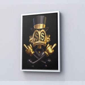 Duck and Dollar Canvas, Duck Fashion Canvas, Money Wall Art, Office Decor, Luxury Poster, Duck Money Canvas, Ready to Hang, Canvas Wall Art.
