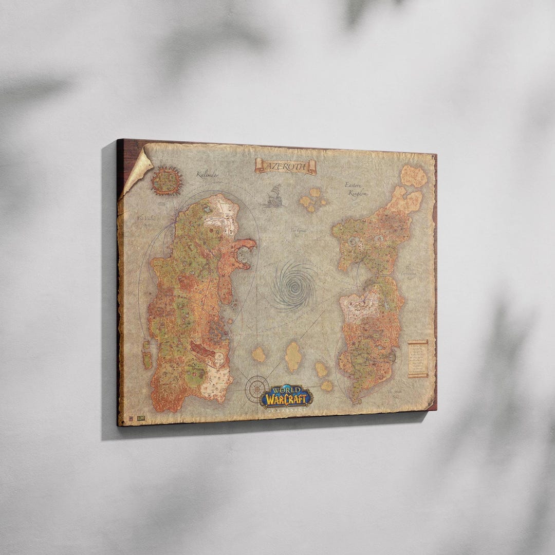 World of Warcraft Game Azeroth Map Poster: Map Wall Art, Gift for ...