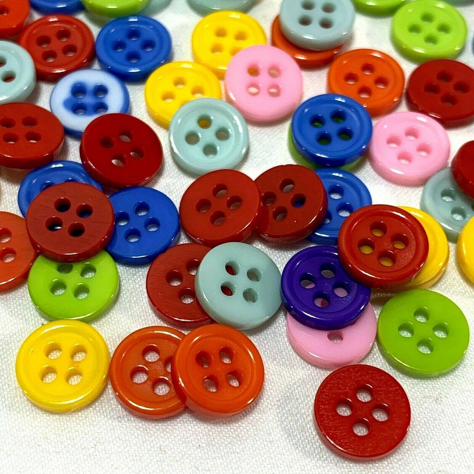 Lot of 100 Mini Buttons 4Hole 1/4 inch Red Blue Yellow Pink Etsy