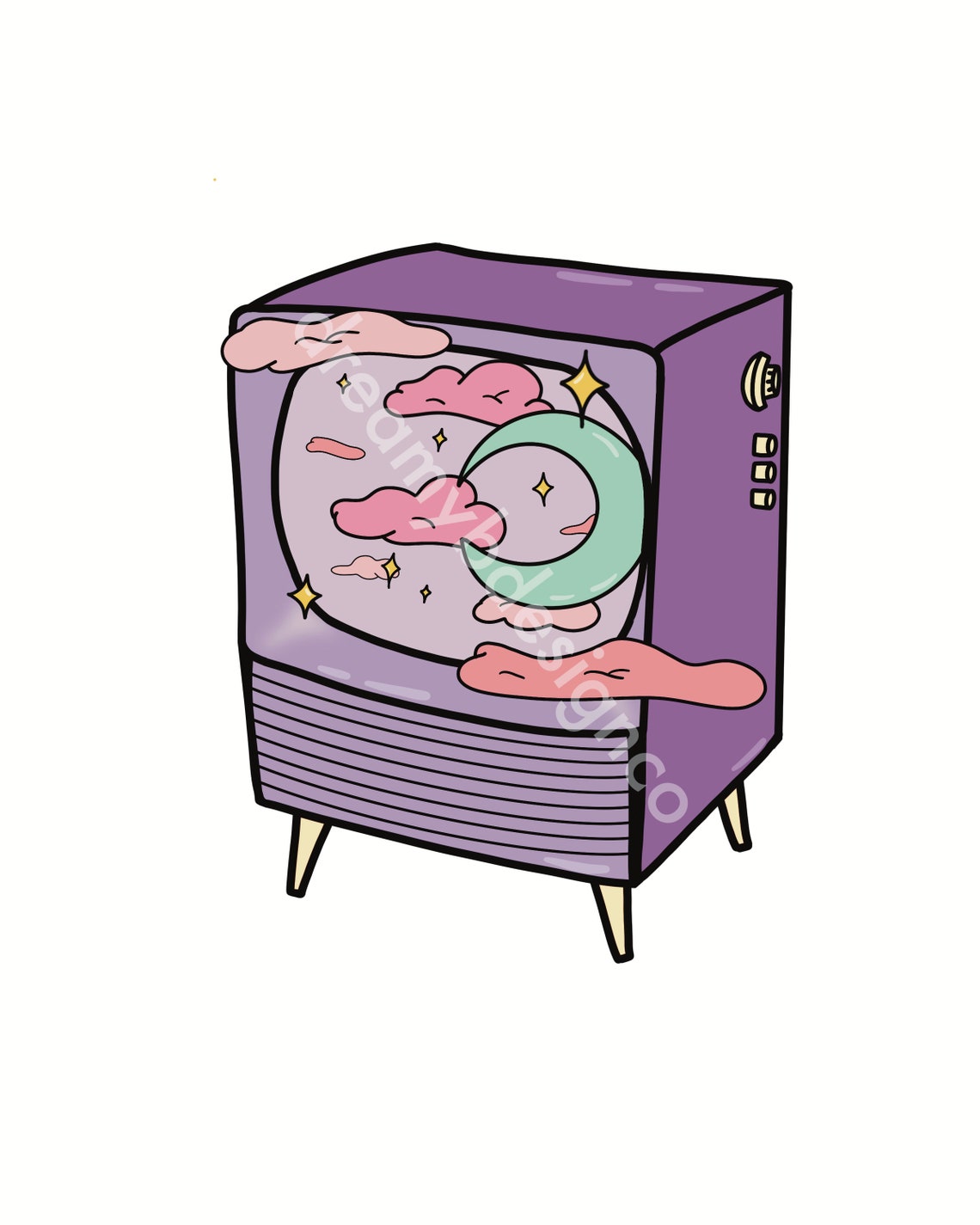 Lofi Dreamy Tv Print Kawaii Aesthetic Nostalgic Wall Etsy