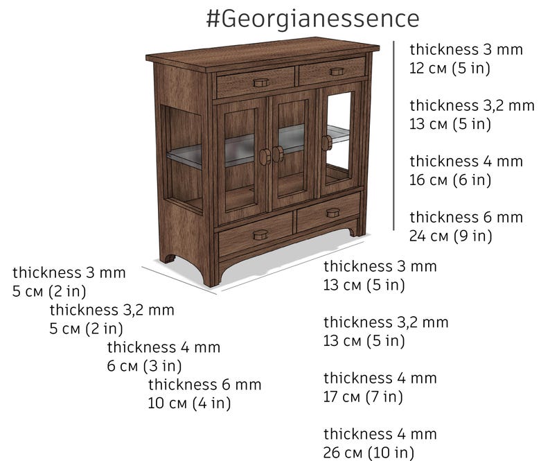 May include: A wooden cabinet with glass doors and drawers. The cabinet is 66 cm wide, 43 cm tall, and 33 cm deep. It has a dark brown finish and features a simple, elegant design.