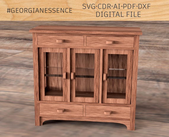 Laser Cut Files thickness 3 mm, 3.2 mm, 4 mm, 6 mm. Doll Cupboard table. Suitable for 1/12, 1/6 dolls