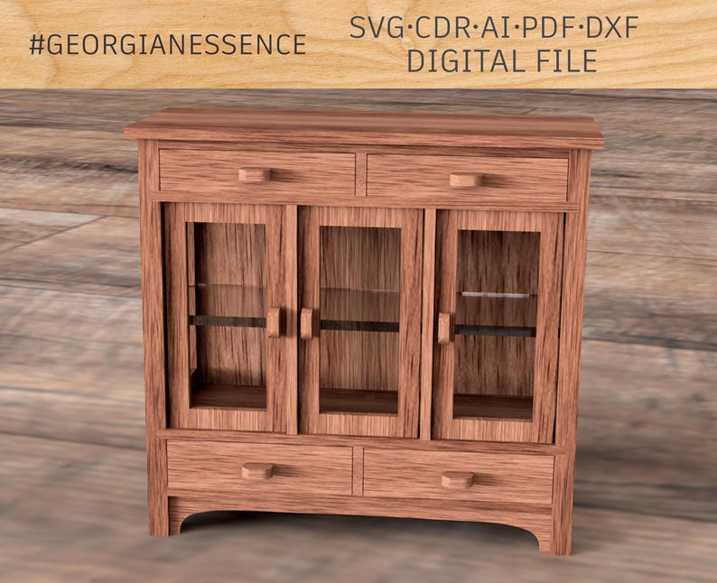 May include: A wooden cabinet with three glass doors and two drawers. The cabinet has a light brown finish and is made of solid wood. The cabinet is a decorative piece of furniture that can be used to store items or display items.
