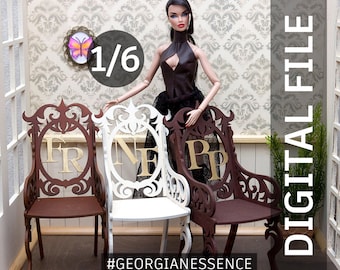 Laser Cut Files. Doll armchair. Suitable for 1/6 dolls (00188)