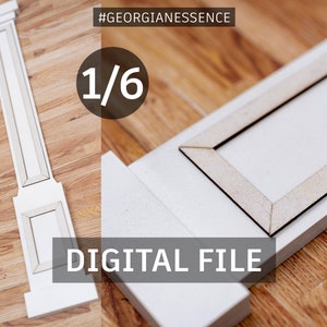 May include: A white architectural column and a rectangular frame with a light wood border are shown against a wood grain background. The text "DIGITAL FILE" is displayed at the bottom of the image, and "1/6" is in a circle.