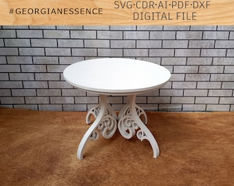 Design del tavolo tagliato al laser per bambole in scala 1/6 (H028F)