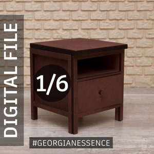 Laser Cut Files. Doll bedside table. Suitable for 1/6 dolls (00015)