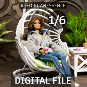 Laser Cut Files. Doll armchair. Suitable for 1/6 dolls: FR, Integrity Toys, Blythe, BJD, doll furniture (00063)