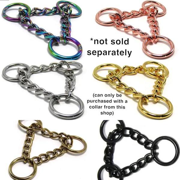 Martingale Check Chain Hardware Upgrade For Slip On Beaded Collars and 1" Collars Only/Neo Chrome/Rose Gold/Silver/Gold/Old Gold/Black/Metal