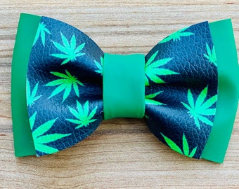 Cannabis Strap On Bow Tie Hipster Marijuana Ganja leaf Fashionable Prom Novelty