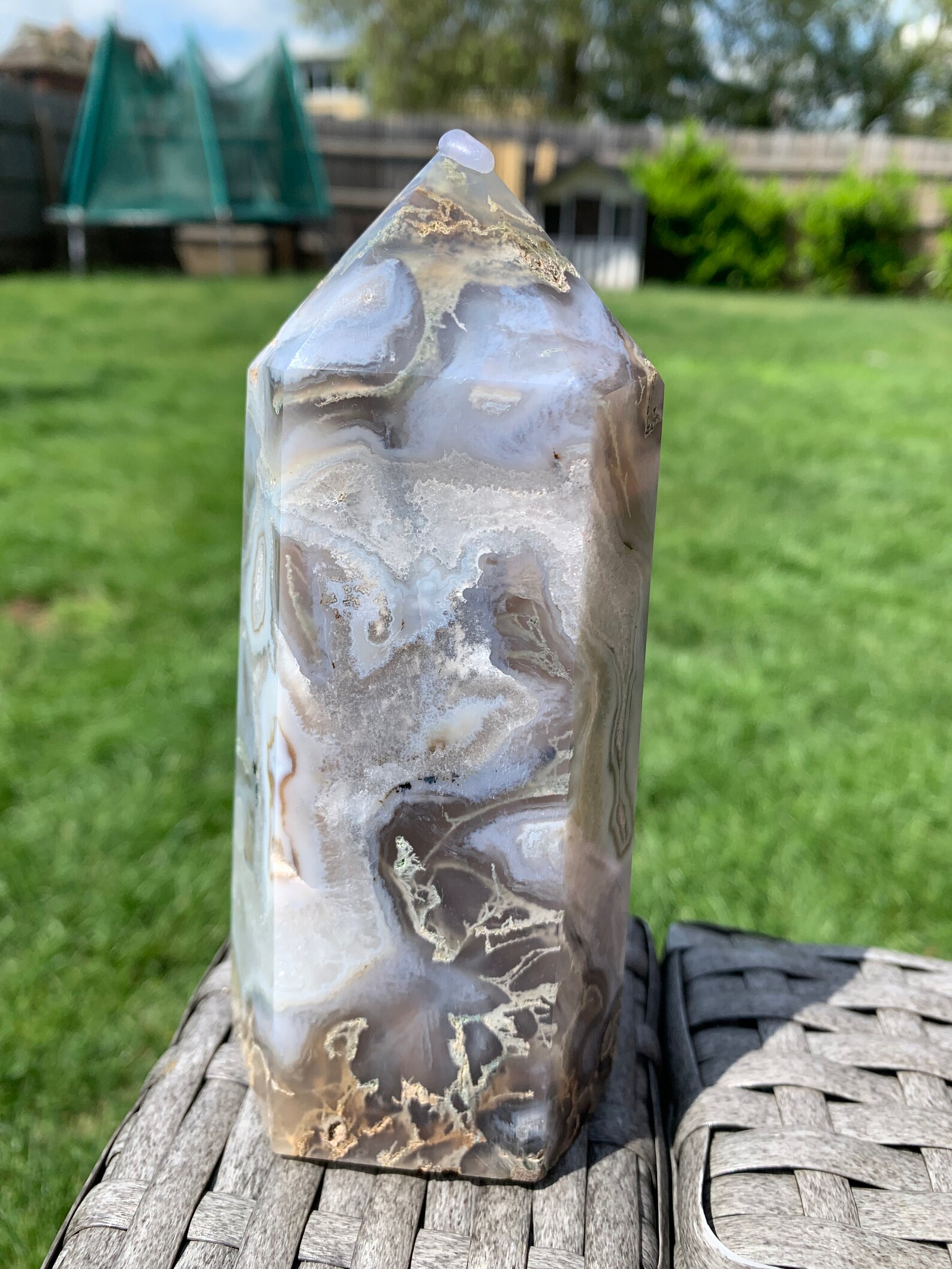 Moss Agate Tower With Druzy | Etsy