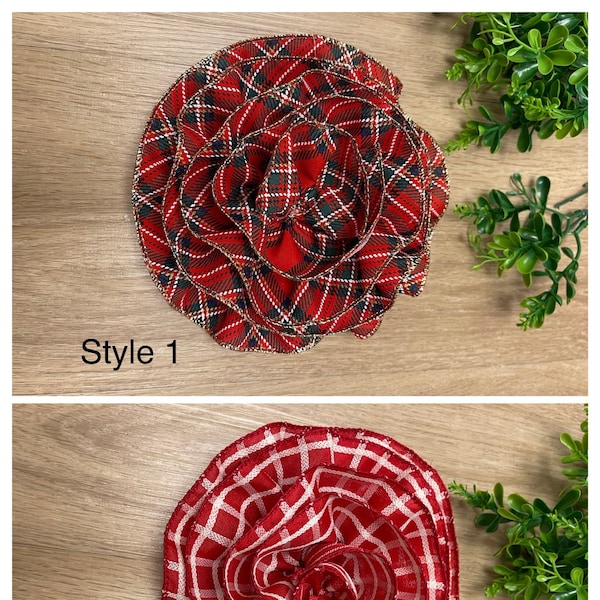 Christmas holiday flower brooch oversized flower brooch shoulder corsage big tartan brooch holiday gifts Christmas pin Xmas gifts