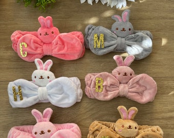 Opaska Bunny Spa, pluszowa opaska do makijażu, spersonalizowany prezent