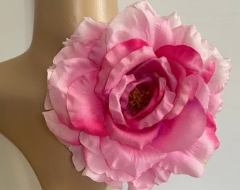 Large pink rose flower brooch pin jumpsuit flower brooch pin shoulder corsage summer flower pin wedding accessories flower brooch pin 7”