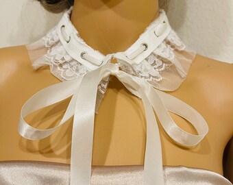 White lace choker necklace white lace collar cottagecore style detachable collar boho style adjustable collar necklace bib lace collar