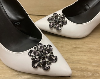 Schwarze Blumen Schuhclips - Handgemachter Schuh Schmuck Accessoires
