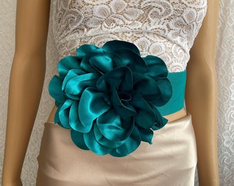 Blaugrüner Blumen Schärpengürtel Weihnachten Blumen Schärpe Gürtel Accessoires grüne Blume dehnbar Gürtel Urlaub Accessoires Hochzeit Blumen Schärpe Gürtel