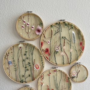 Embroidery flower wall decor green flower wall hangings home decor wall art flower wall covering decorations gifts for the home living room