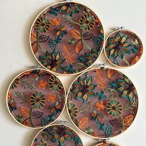 Fall Embroidered flower wall decor wall  hangings home decor wall art fall  flower wall hangings autumn wall decor living room wall  art
