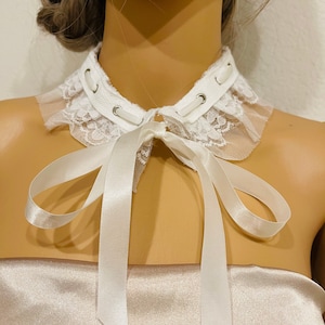 White lace choker necklace white lace collar cottagecore style detachable collar boho style adjustable collar necklace bib lace collar