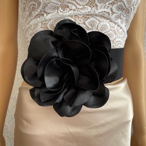 Big black flower stretchy elastic belt belt with flower black flower elastic belt women’s decorative belt wedding flower belt accessories