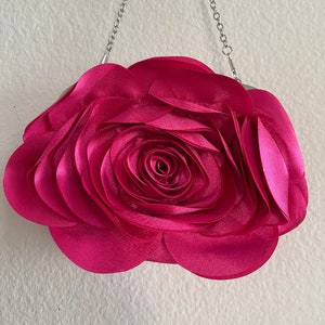 Élégante pochette florale fuchsia Pochette rose fuchsia Porte-monnaie rose fuchsia Porte-monnaie en satin fuchsia Pochette de mariage rose Porte-monnaie rose fuchsia