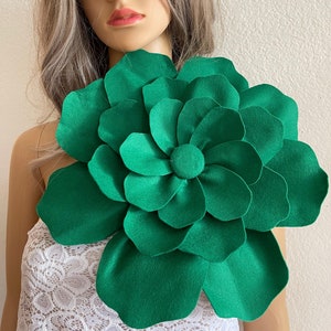 large green  flower brooch pin large flower brooch large scale flower women’s flower  shoulder corsage large flower brooch pin size 13.5”