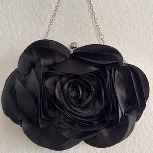 Black floral clutch bag for women black rose clutch purse evening bag floral clutch handbag black rose floral womens clutch bag fabric black