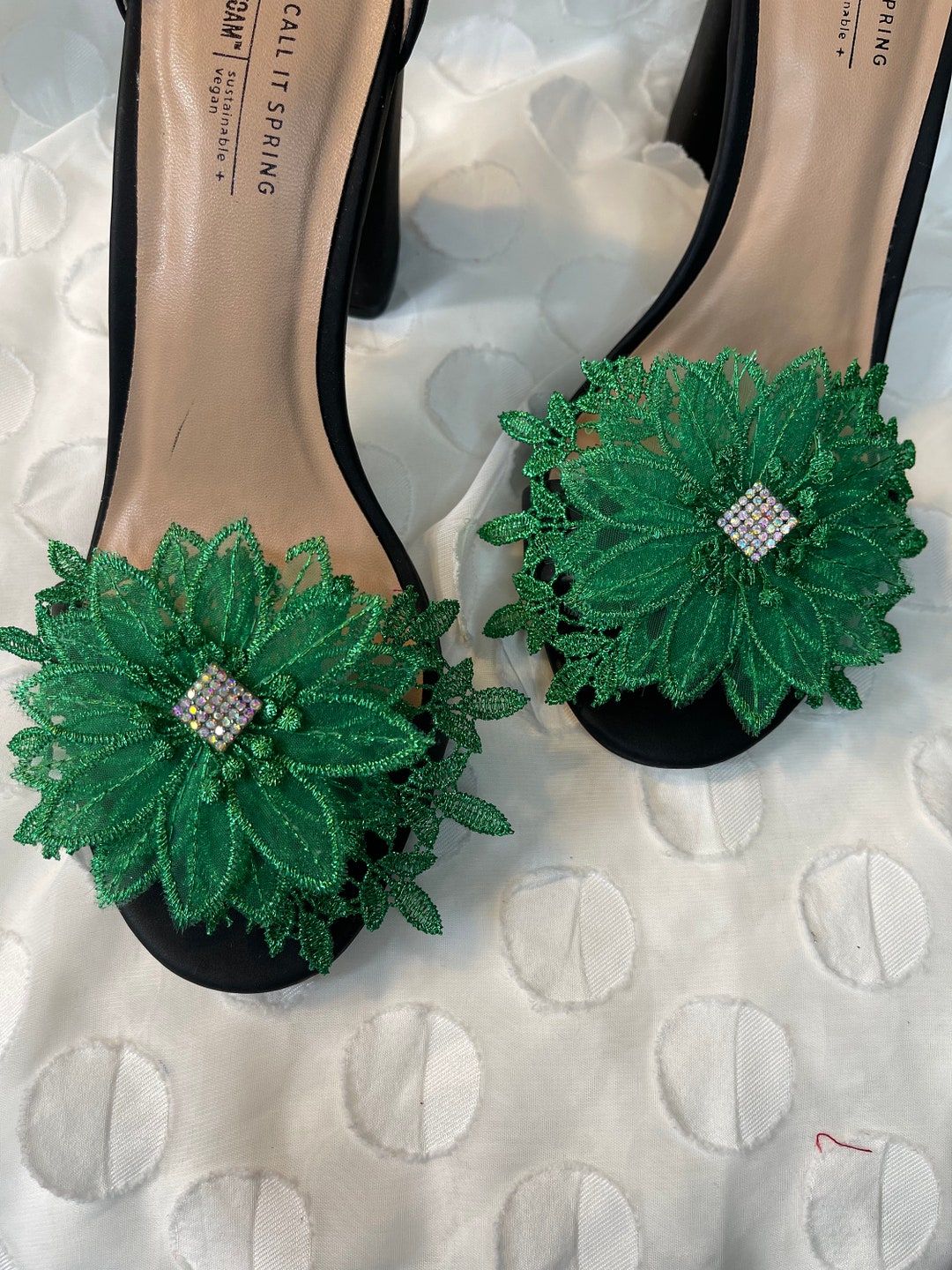Green Floral Shoe Clips Women Shoe Clip Shoe Accessories Etsy