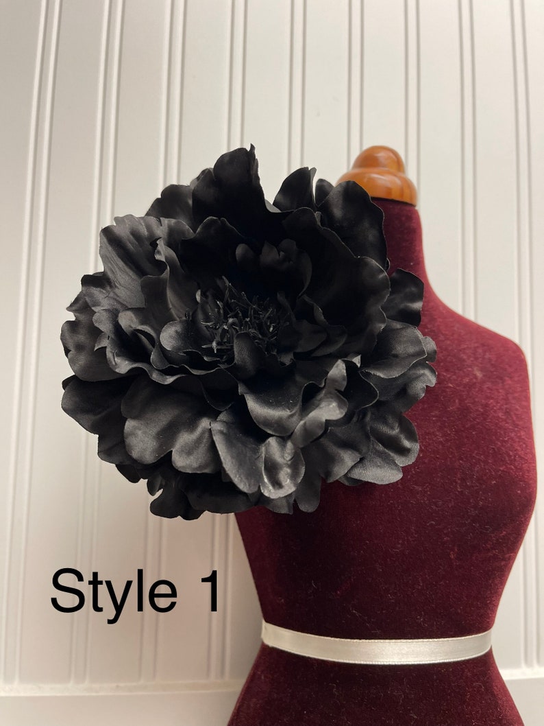 Large Black Flower Brooch Black Flower Hair Clip Flowers Pins - Etsy