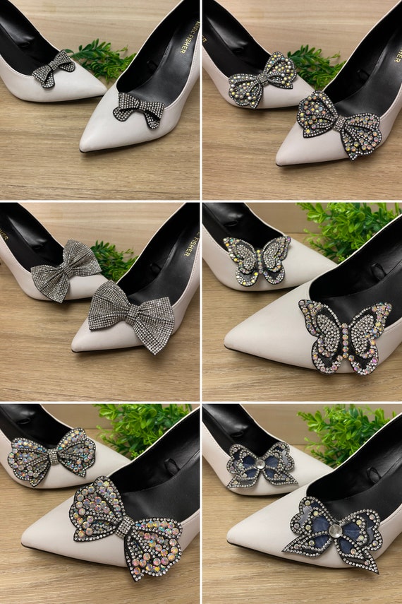 Sparkly Bow Shoe Clips Rhinestone Shoe Clips Rhinestone Shoe Jewels Shoe Clips Sparkly Shoe Jewels Party Shoe Clips Bridal Shoe Clip Ons