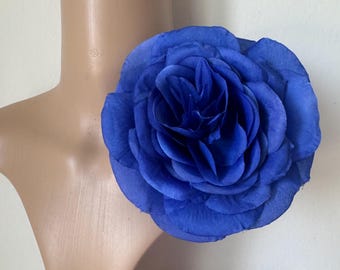 Rose  flower brooch pin blue flower brooch pin size 4.5”