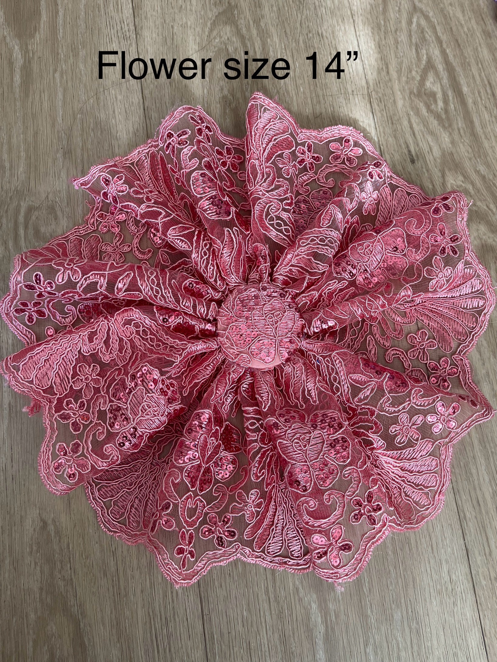 Elegant Pink Lace Brooch Lacy Flower Alligator Hair Pins with Beads – Shop Elegant  main image 3