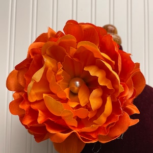 Gran broche de flor naranja pin Halloween flor pin broche accesorios fiesta flor pin broche hombro ramillete naranja accesorios clip de pelo