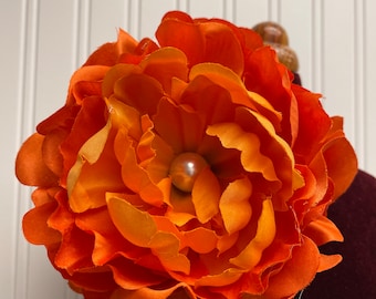 Gran broche de flor naranja pin Halloween flor pin broche accesorios fiesta flor pin broche hombro ramillete naranja accesorios clip de pelo