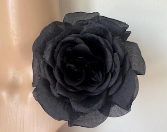 Broche de rosa negra, alfiler, clip de rosa negra, tamaño 6”