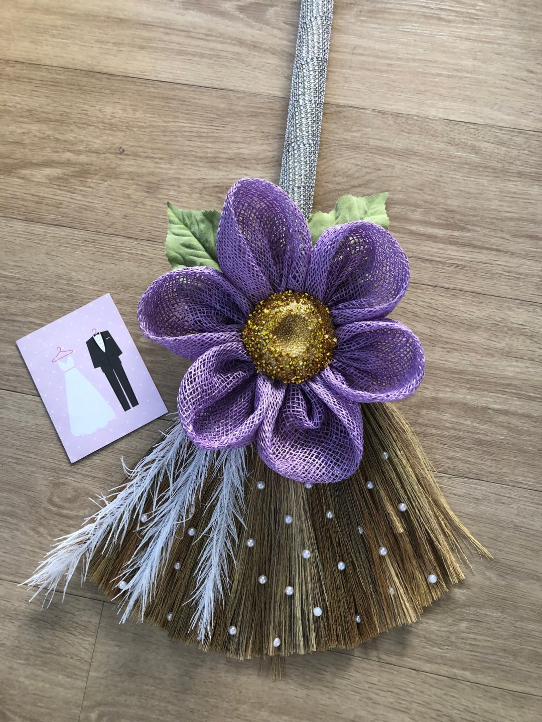 Signature Purple Flower Wedding Broom Dance Broom Ceremony Broom