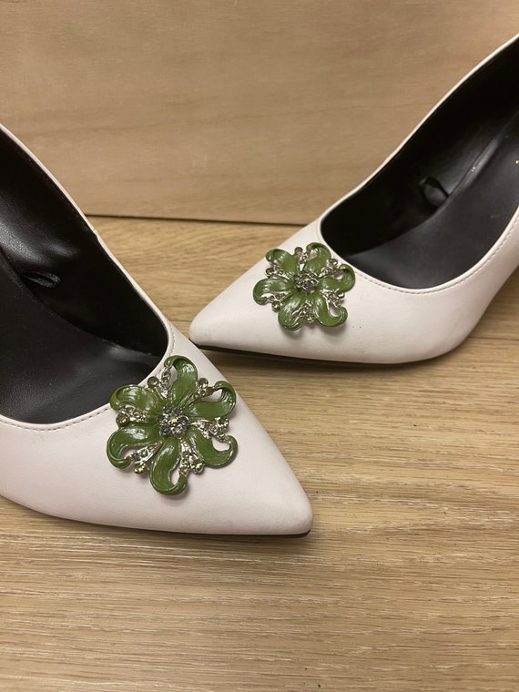 Green Flower Shoe Clips for Women Stylish Shoe Clip Green Shoe Clip Elegant Shoe  Clip Womens Detachable Shoe Clip Wedding Accessories 