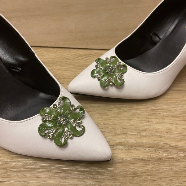 Green flower shoe clips for women stylish shoe clip green shoe clip elegant shoe clip women’s detachable shoe clip wedding accessories