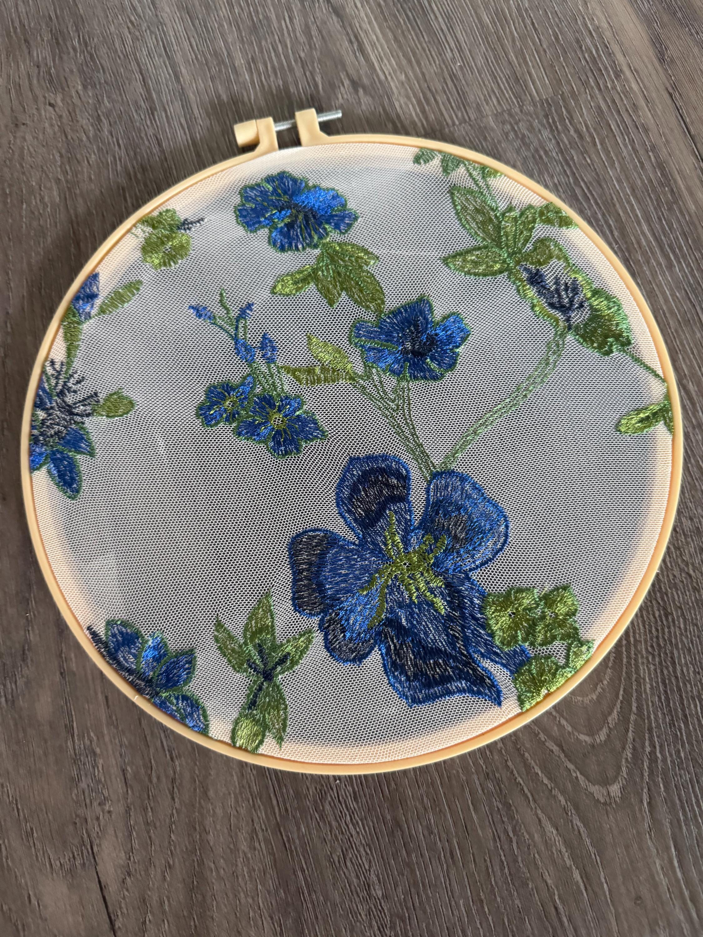 Blue Embroidery Wall Decor Wall Art Wall Hangings Decorations Flower ...