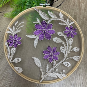 Embroidery Wall Decor Wall Art Wall Hangings Decorations Purple Flowers ...