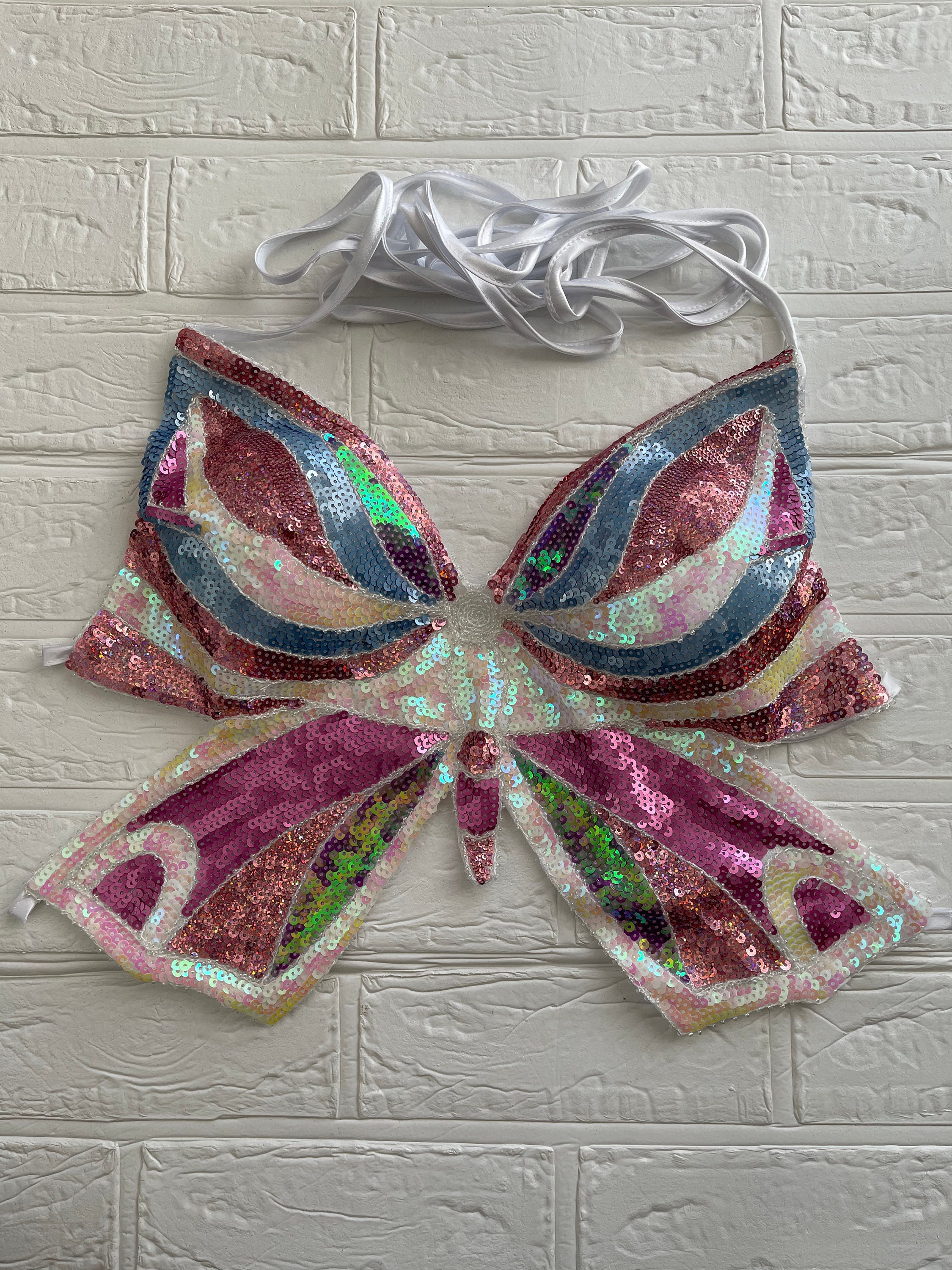 ブランド雑貨総合 Summer Sequin Butterfly Y2k Women's Top Outfit Day Beach トップス