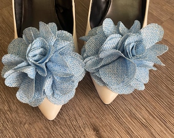 Light Blue Flower Shoe Clips - Women's Heel Accessories