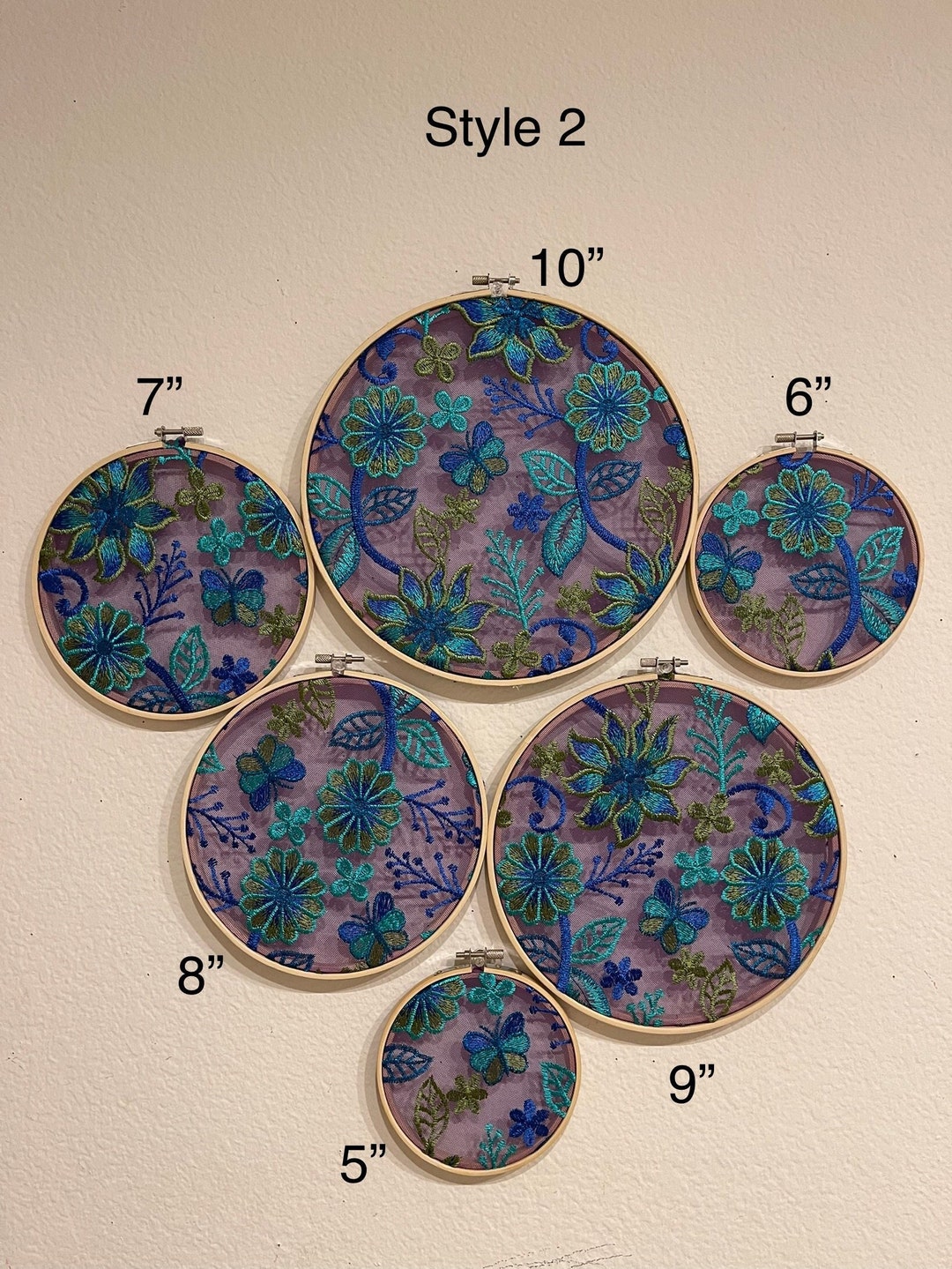 Embroidery Blue Flower Wall Decor Wall Hanging Wall Art Decorations ...