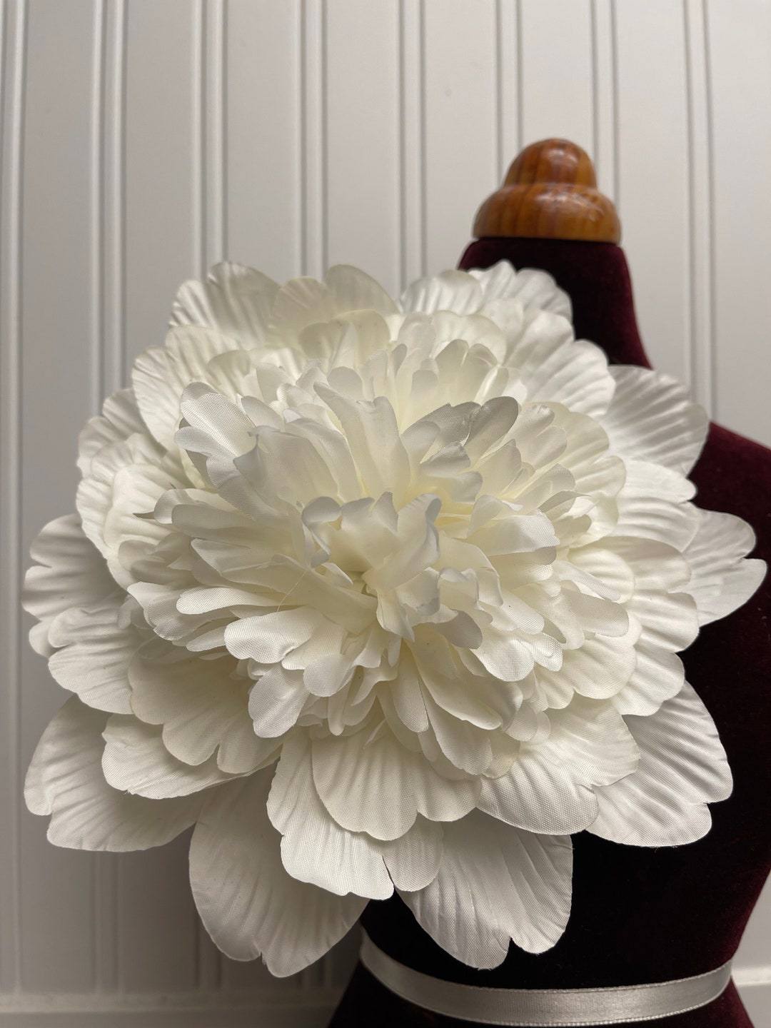 Large White Flower Brooch Pin 7.5 Inches Large Pin Flower White Flower