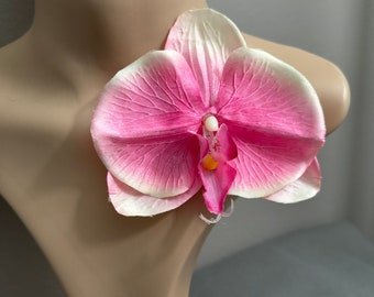 4.5” pink orchid flower brooch pin orchid flower pin shoulder flower pin pink orchid pin pink orchid brooch summer flower brooch accessories