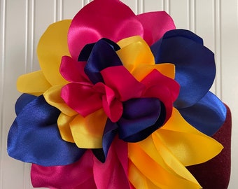 Broche de flor de seda satinada de colores grandes de 8,5 pulgadas, broches de flores de tela, broche de flor de boda, accesorios de boda